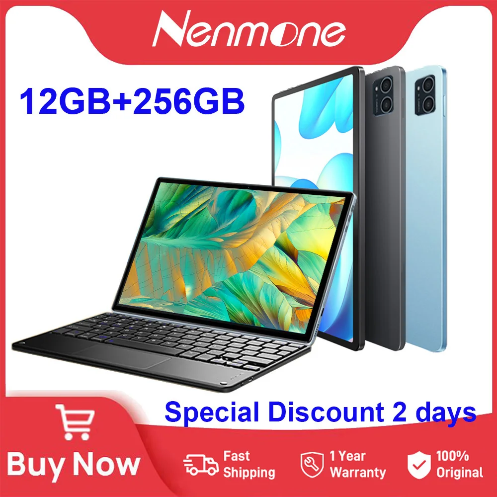 Nenmone Pad 4G LTE 2 In 1 Tablet 10.36 Inch 256GB 2000*1200 Tablet Android 11 For GPS Gaming 13MP Camera Octa Cores Helio P60