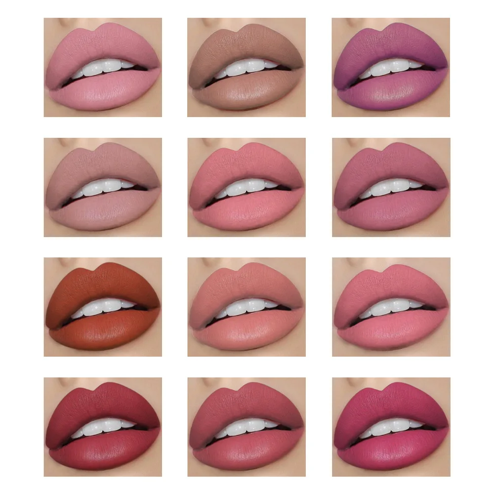 Description Picture 5 of item12 Colors Velvet Matte Lip Gloss Moisturizing Nude Waterproof Liquid Lipsticks Long Lasting Sexy Red Lip Tint Makeup Cosmetic