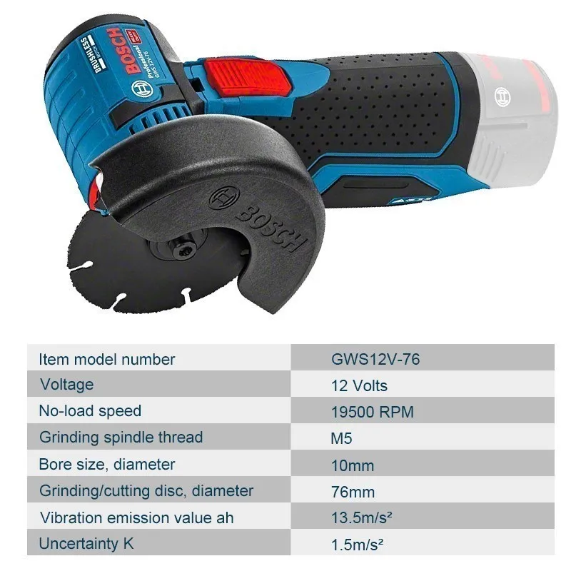 Description Picture 5 of itemBosch Professional GWS 12V-76 Cordless Angle Grinder (Without Battery And Charger) Grinding Tools