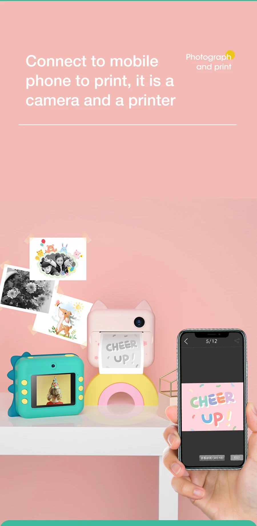 Description Picture 4 of itemChildren Camera Instant Print Camera For Girls Kids Camera Instantane With Thermal Photo Paper Toys Camera For Birthday Gifts