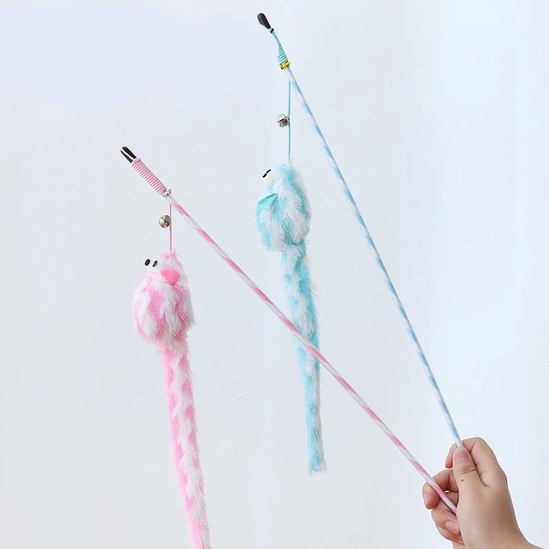 Description Picture 4 of itemCat Toys Funny Cat Stick Bouncy Rod Bell Bait Cat Toy Plush Longtail Mouse Stripe Funny Cat Stick Pet Supplies Cat Accessories