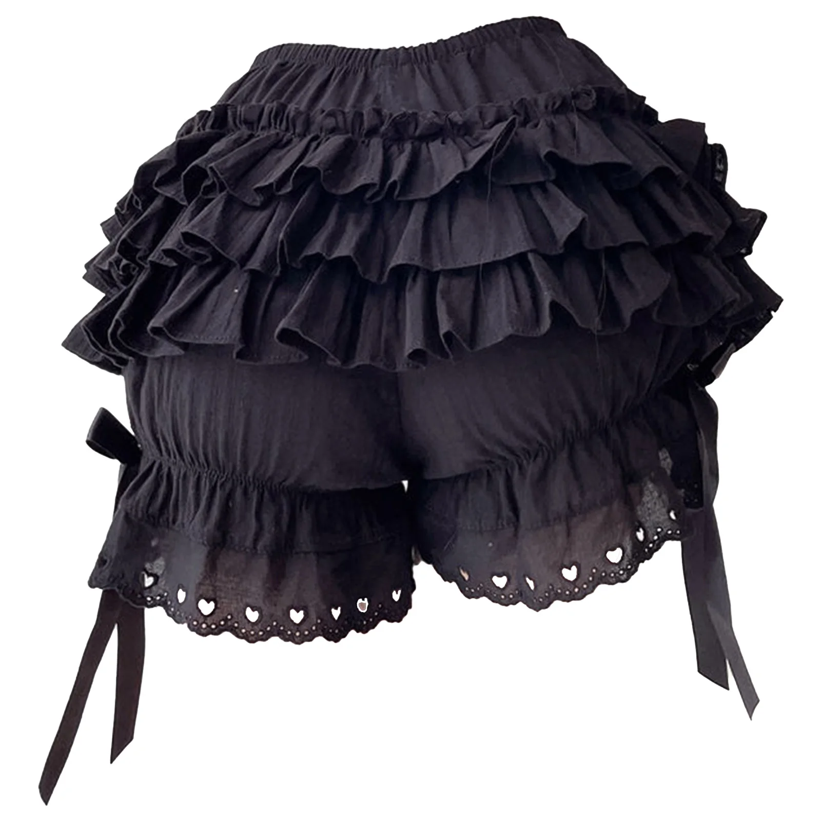 Womens Tiered Frilly Bloomers Shorts Bowknot Ruched Culottes Maid Cosplay Ruffled Panties Victorian Anime Cosplay Costumes