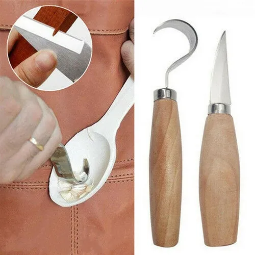 Description Picture 3 of itemNew Stainless Steel Woodcarving Cutter Woodwork Sculptural DIY Wood Handle Spoon Carving Knife Woodcut Tools Kit