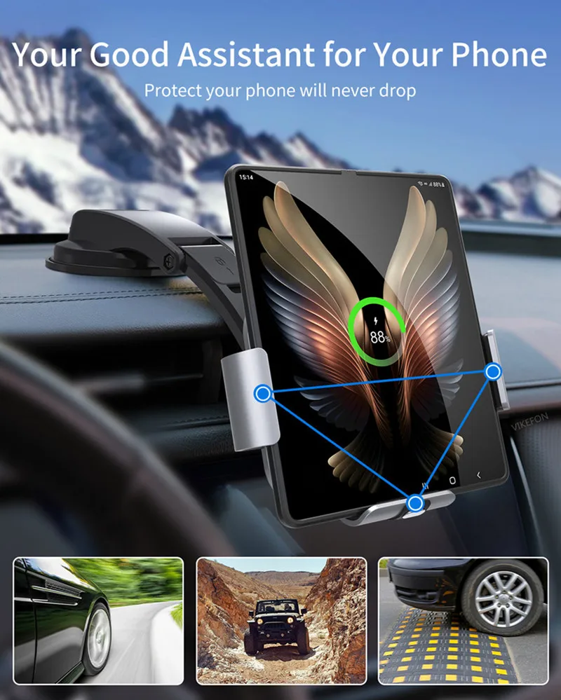 15W Fast Car Wireless Charger Fold Screen Smartphone Air Vent Mount holder For Samsung Galaxy Fold 4 3 2 iPhone 13 14 Pro Max