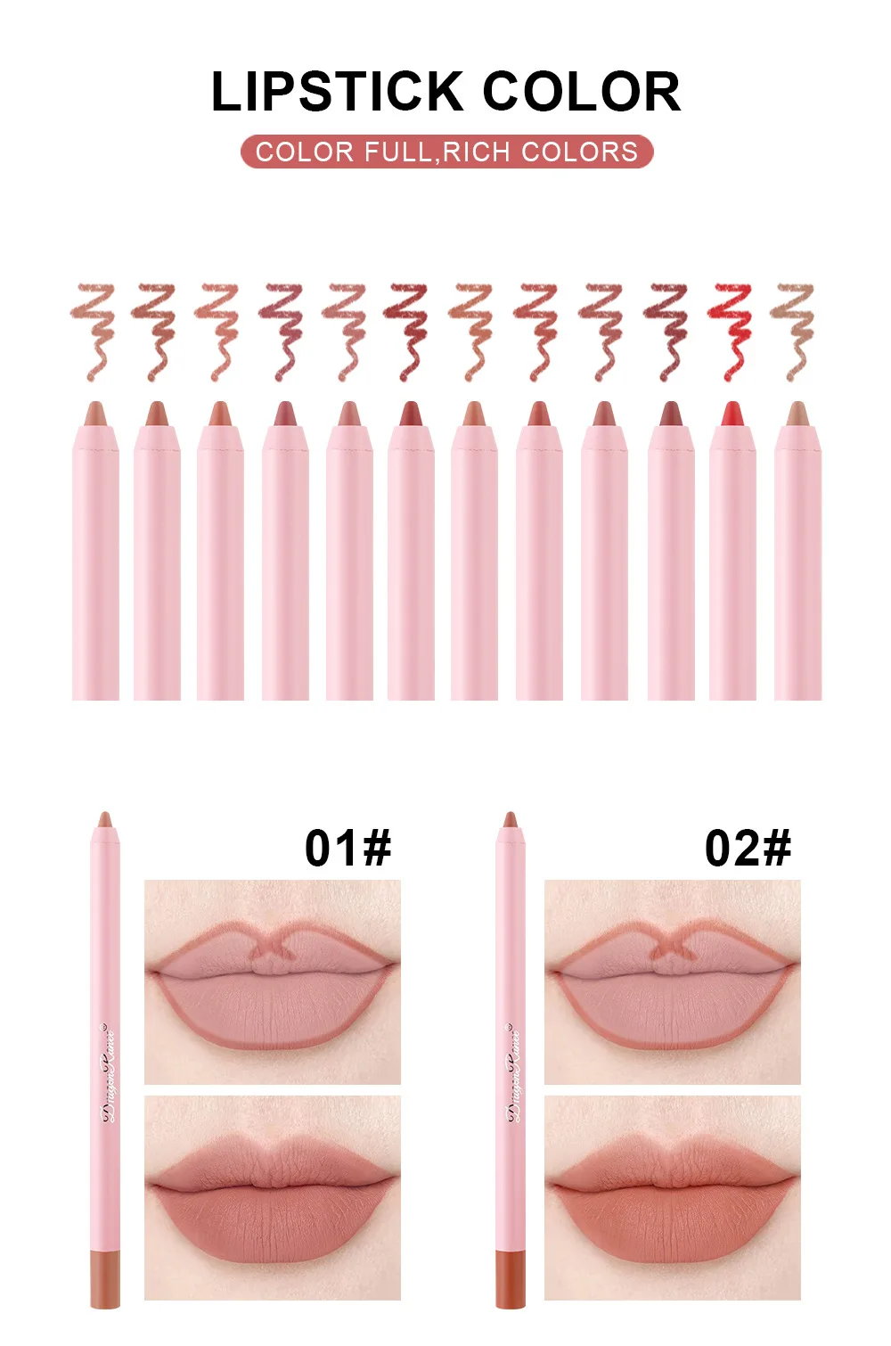 Description Picture 6 of item12 Colour Matte Lip Liner Pencil Carving Labial Makeup Lasting Brown Lip Liners Waterproof Lipstick Pen Lip Contouring Cosmetics