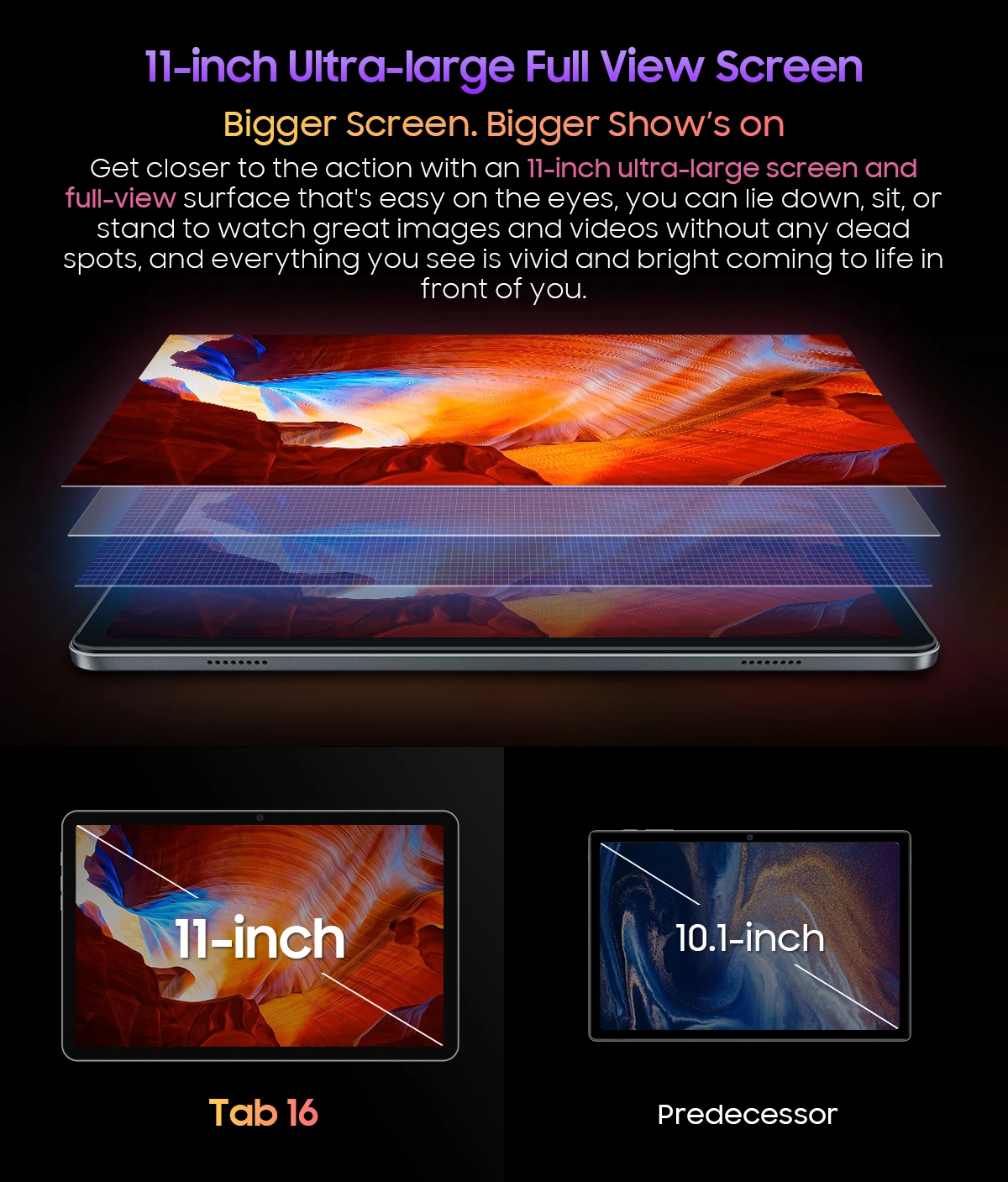 Description Picture 4 of item【World Premiere】Blackview Tab 16 Tablet 8GB+256GB 11''2k FHD+ Display Android 7680mAh Battery Widevine L1 Unisoc T616 Tablet PC