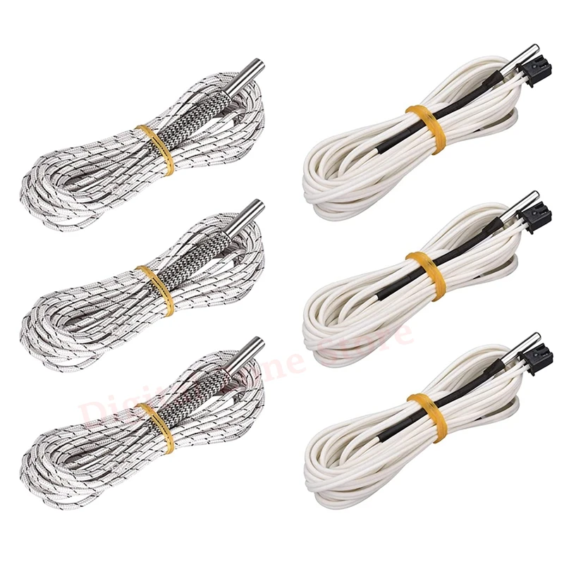 3Pcs 24V 1M 50W Thermistor Ceramic Cartridge Heater Tube and 3Pcs HT-NTC100K Thermistor Temperature Sensor Kit 3D Printer Parts