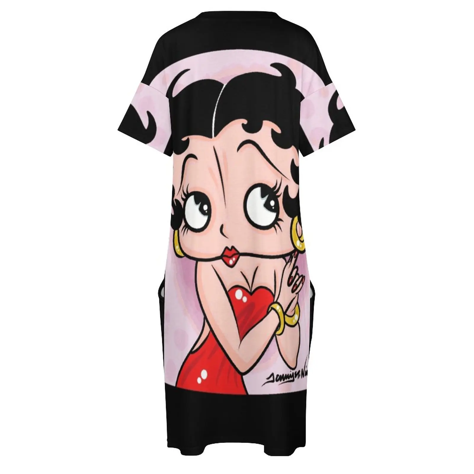 Description Picture 5 of itemBoop By Art In The Garage Loose Pocket Dress Print Short Sleeve Dresses V-Neck Dress 5Xl Boop Boop Boop Girl Fanart Girl Dorm