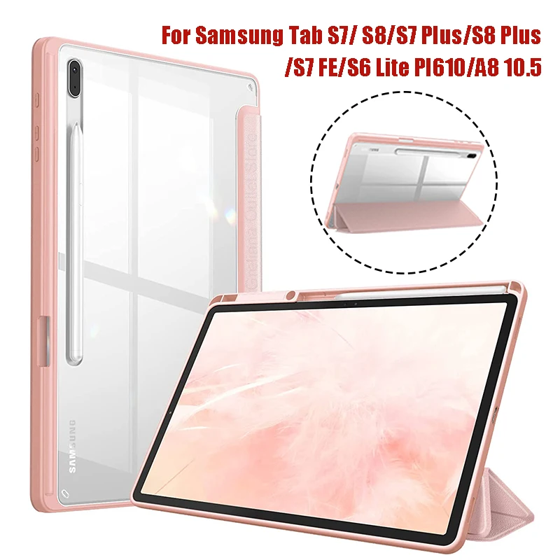 For Samsung Galaxy Tab S9 S8 S7 Plus FE 12.4 inch Case Transparent Back Tablet Cover For Tab S7 S8 11