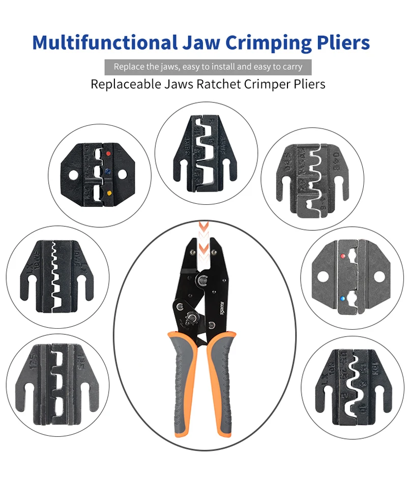 Description Picture 2 of itemCrimping Pliers Clamp Tools Multifunctional Electrica Terminals Crimp Interchangeable Dies Wire Crimper Crimping Tools Ratchet
