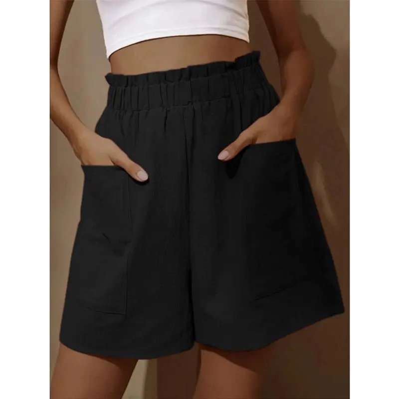 Description Picture 6 of itemEuropean and American women's cotton and linen flower bud high waist shorts fashionable large wide leg casual shorts