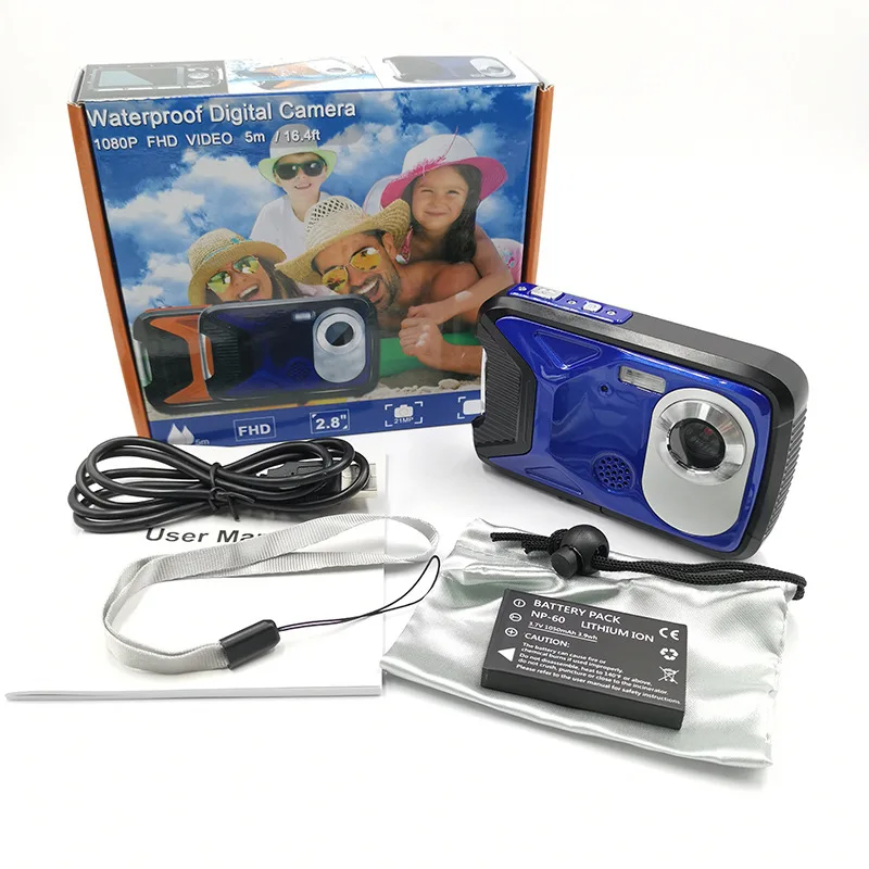 ELRVIKE HD1080P HD Waterproof Digital Camera Bare Metal Diving Camera 2.8 Inch Color Screen Panoramic Video