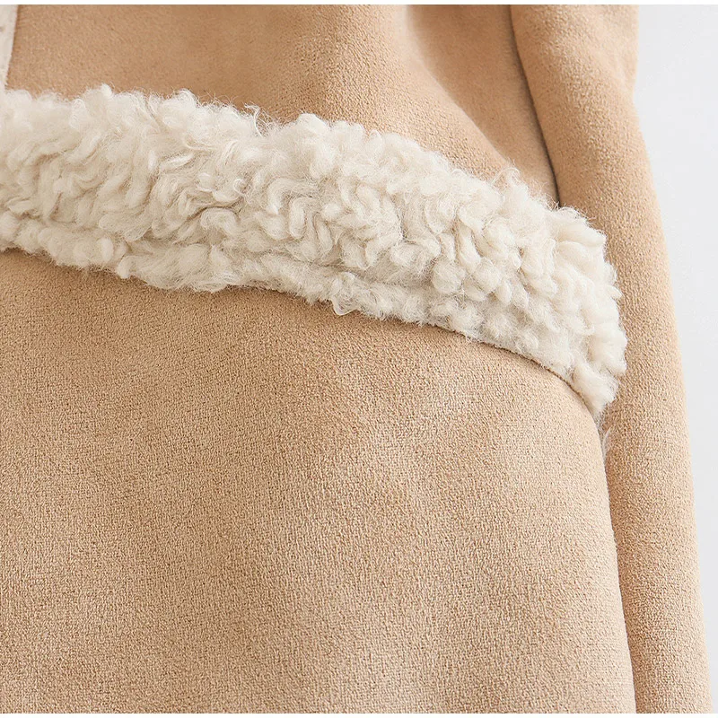 Description Picture 3 of itemSuninheart Fashion Fleece Splicing Jacket Women Loose Solid Double-sided Zipper Thick Coat Autumn Winter Female Chic Warm Tops