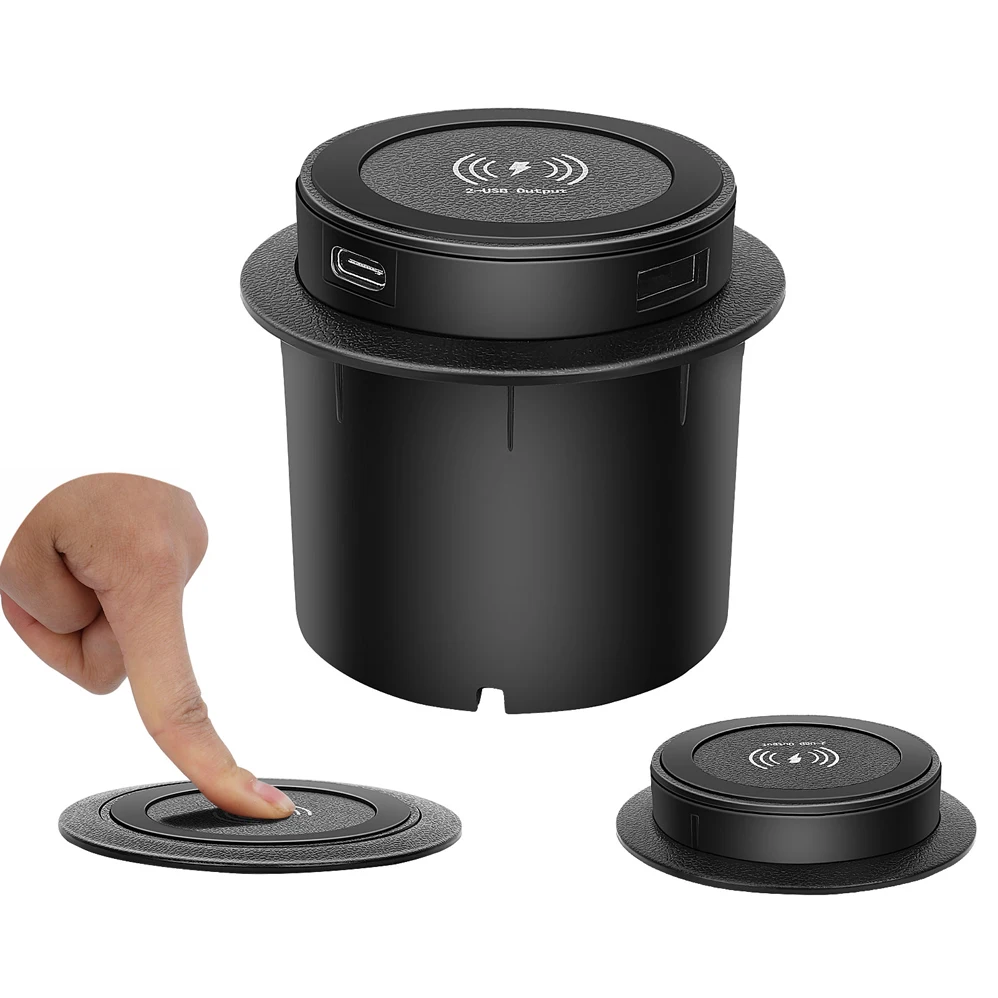 Description Picture 2 of item46W Furniture Desktop Embedded Table Wireless Charger Station QC3.0 USB Type C PD Fast Charging For iPhone 13 14 12 Samsung S23