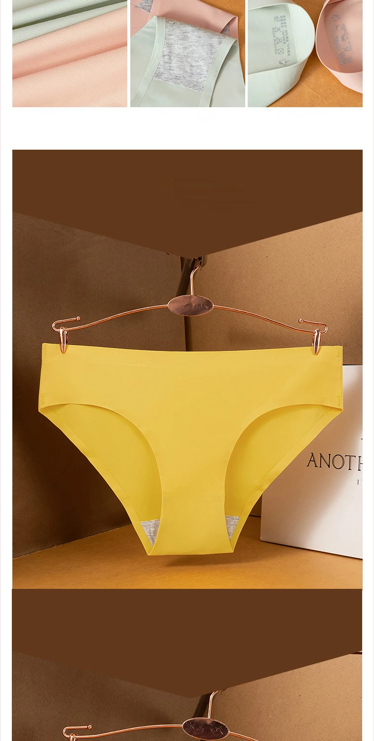 Description Picture 4 of itemGiczi 10PCS/Set Seamless Women's Panties Solid Color Silk Satin Underwear Breathable Comfortable Briefs Sexy Lingerie Cozy Panty