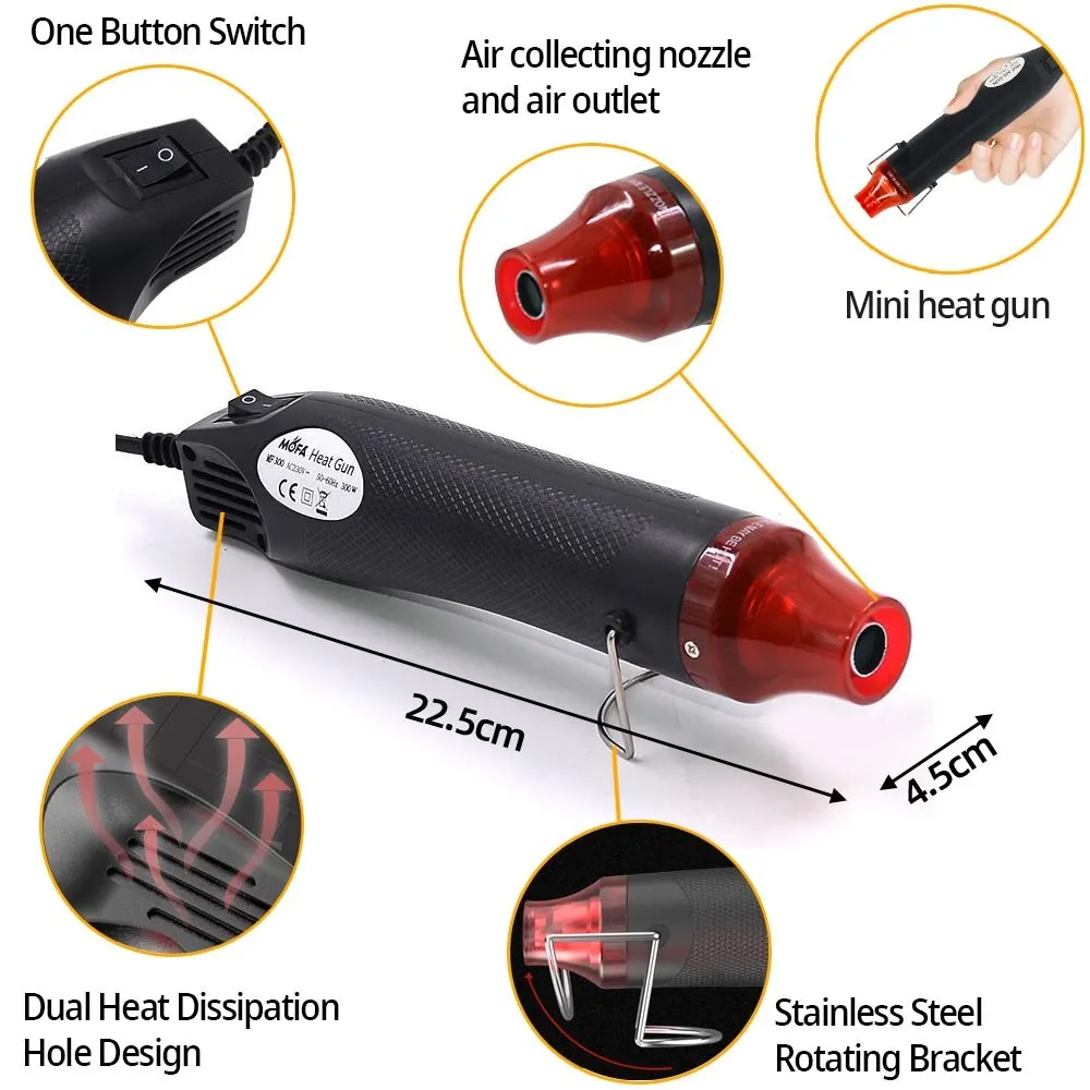 220V Hot Air Gun DIY Tool Heat Electric Power Tool Mini 300W Soldering Temperature Crafts Blower with Supporting Seat Shrink
