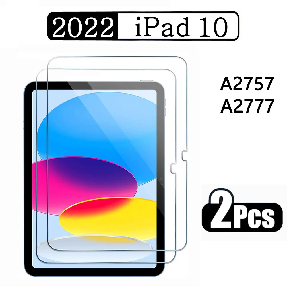 (2 Packs)9HD Tempered Glass For Apple iPad 10 2022 10.9 10th Generation Full Coverage Anti-Scratch Screen Protector