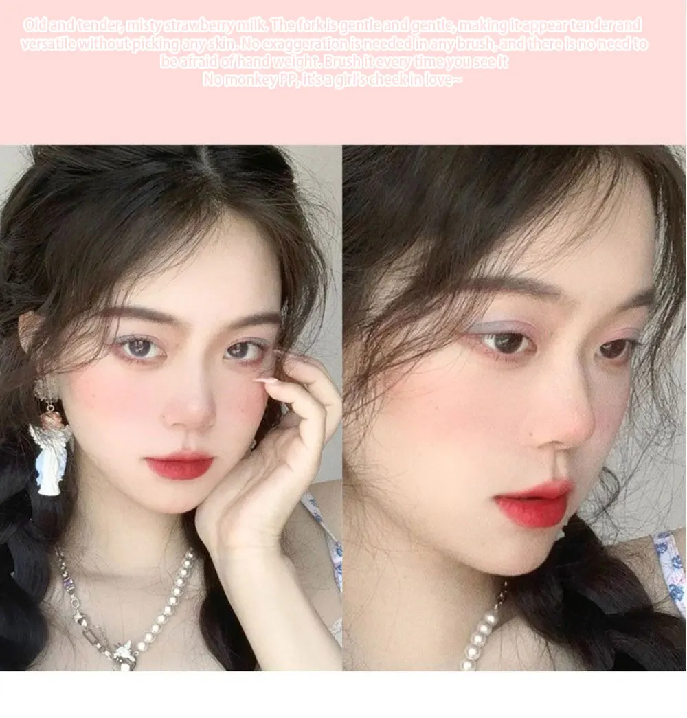 Description Picture 6 of item1/4Pcs Monochrome Powder Blusher High Gloss Eyeshadow Waterproof Natural Cheek Carmine Face Rouge Brightens Tone Modify Contours