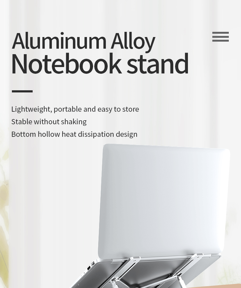 Description Picture 2 of itemPortable Notebook Stand Aluminium Foldable Laptop stand For Macbook Pro Air Support Laptop Bracket Adjustable Notebook Holder