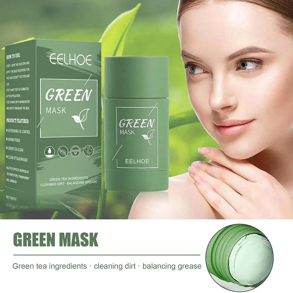 Description Picture 5 of item1pc Cleansing Green Stick Green Tea Mask Purifying Clay Stick Mask Oil Control Anti-Acne Eggplant Whitening Skin Care Face Mask