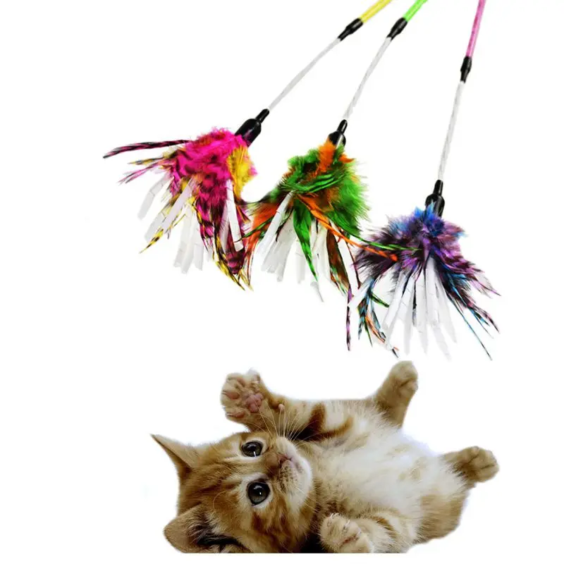Description Picture 5 of itemInteractive Pussy Paper Screw Chicken Hair Durable Cat Stick for Small Large Cat Toy Stick Feather Rod Teaser