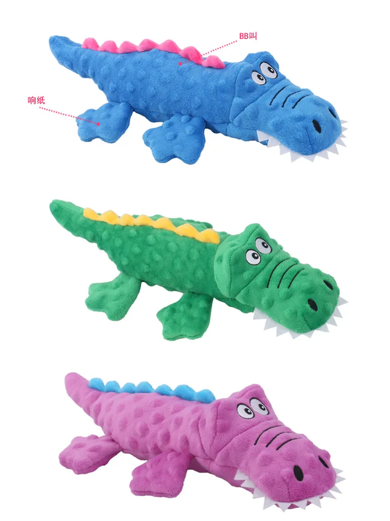 Description Picture 5 of itemPets Plush Squeaky Dog Toys for Small Dogs Cartoon Crocodile Shaped Chew Cleaning Teeth Toy Puppy Training Interactive Supplies