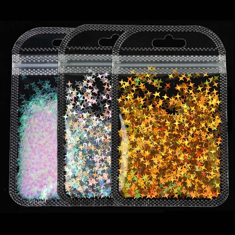 Description Picture 3 of item12 Colors Star Shape Laser Glitter DIY Lip Gloss Decor Shiny Flakes Lipgloss Base Mixing Decorations 3g