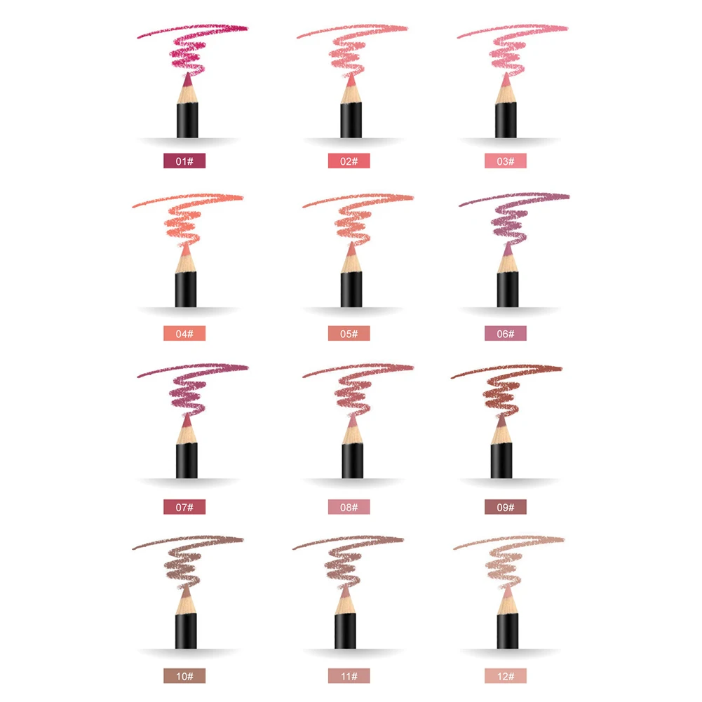 12 Color Matte Lipliner Waterproof Lasting Lip Gloss Lips Makeup Cosmetic