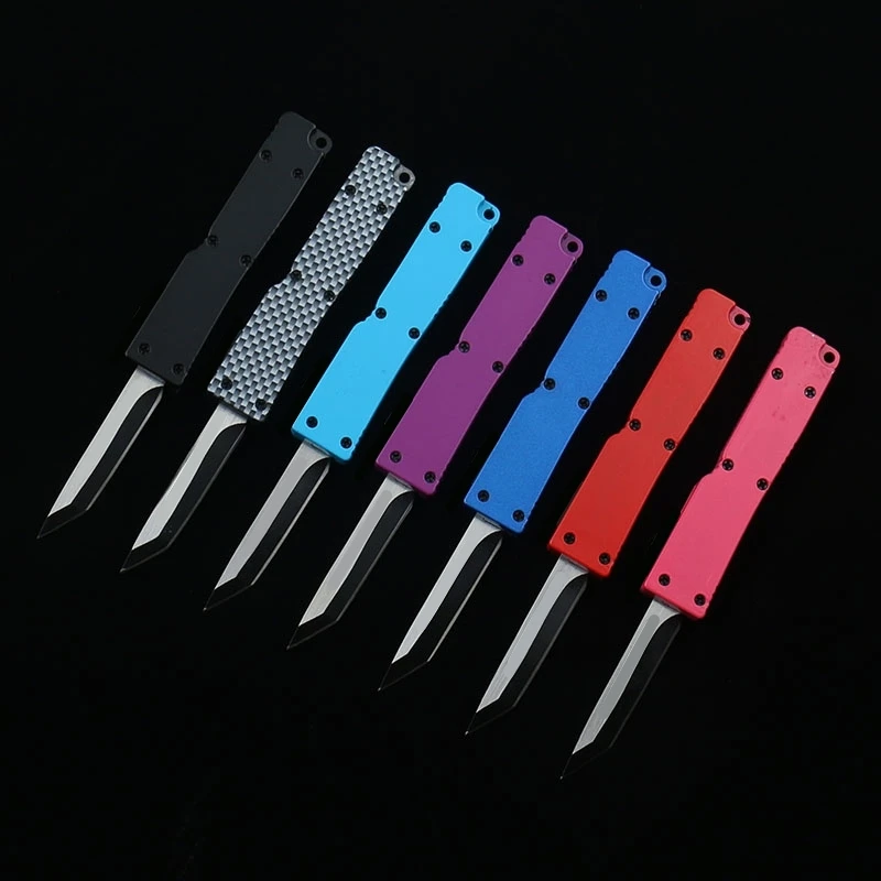 Description Picture 2 of itemMini OTF Pocket Knife 440 Black Blade Aluminum Handle CNC Key Ring Pendant Decoration Unboxing Express Multi-function Tool