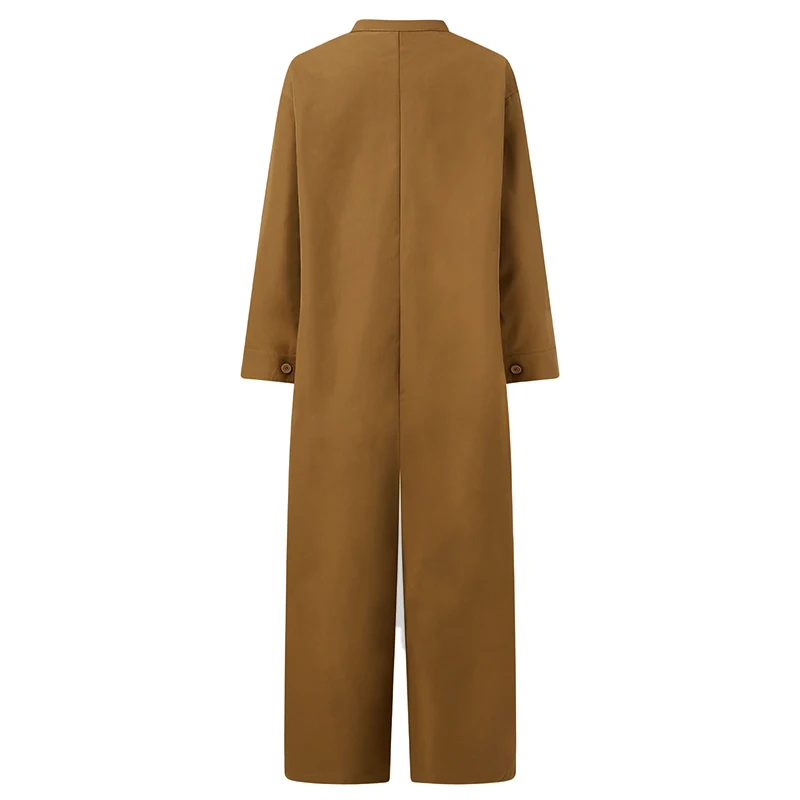 Description Picture 6 of itemWomen Jumpsuit 2023 Female Oversized Romper Autumn Loose Pockets Overalls Casual Solid Stand Collar Bottom
