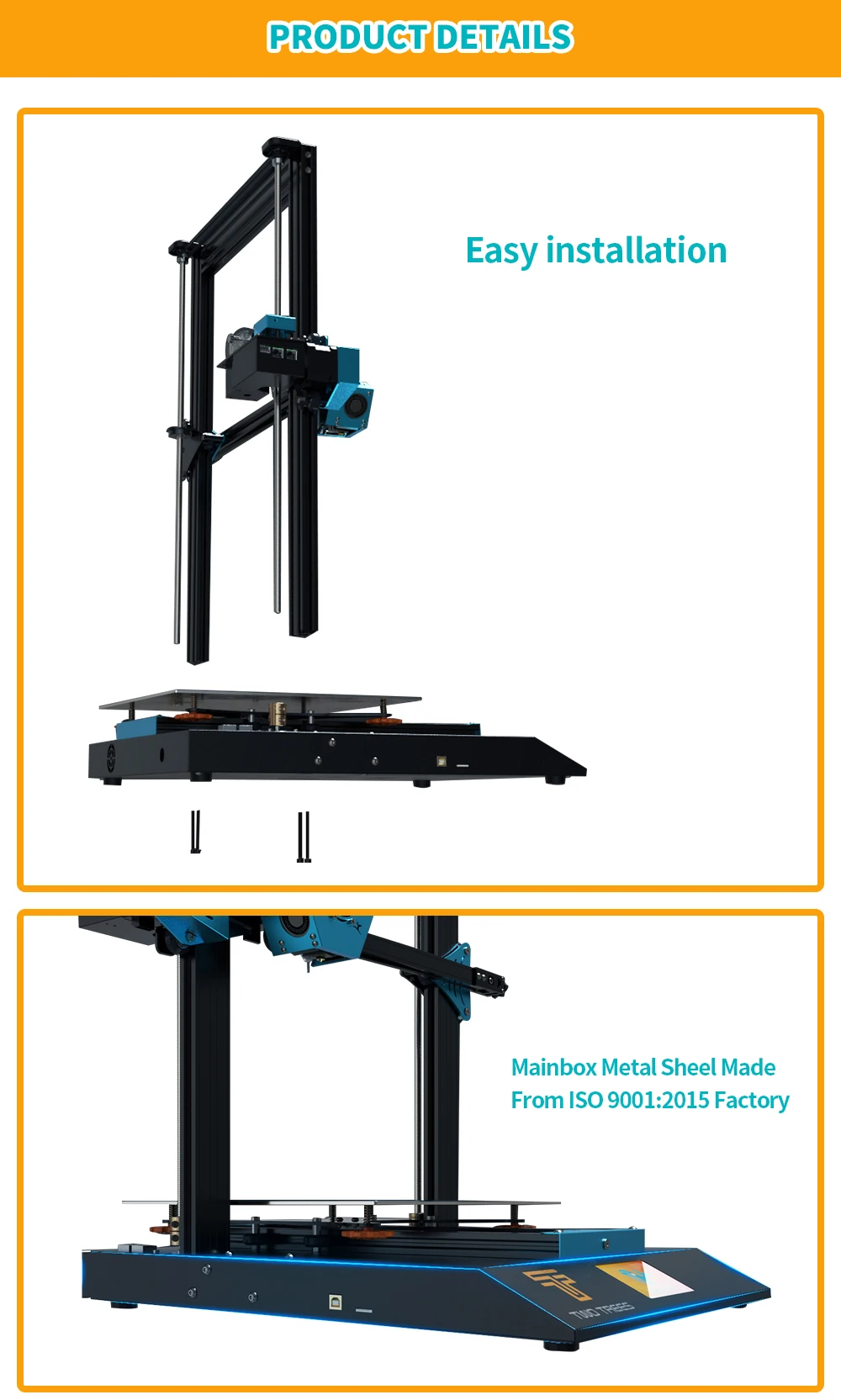 Description Picture 5 of itemTwotrees 3D Printer Bluer Plus BLU-5 I3 Mega PEI Magnetic Steel Platform 3D Touch Hotbed Auto Leveling Print Area 300x300x400mm