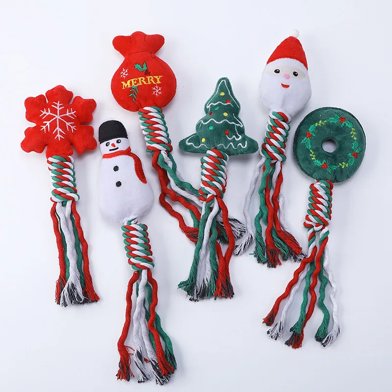 Description Picture 4 of itemNew pet toys Christmas knot dog toy set, tear resistant plush cat and dog toys