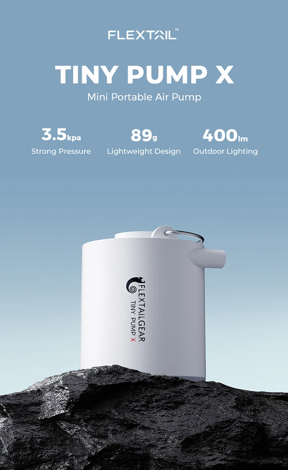 Description Picture 2 of itemFLEXTAILGEAR Tiny Pump X Portable Air Pump Camping Equip Outdoor Gadgets Rechargeable for Hiking/Float/Lighting