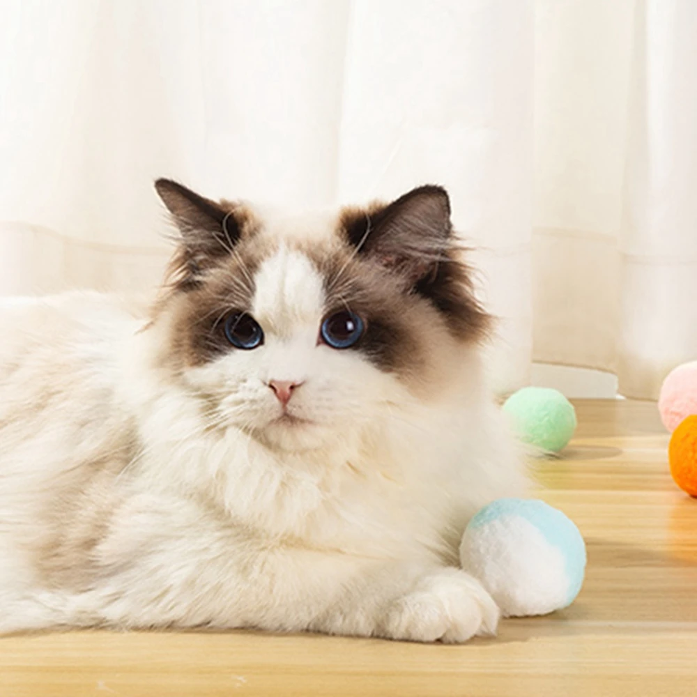 Description Picture 6 of itemWool Felt Ball Toys for Cats and Kittens Fun Adorable Colorful Soft Quiet Felted Fabric Balls Unique for Cat Lovers Cat Toy Ball
