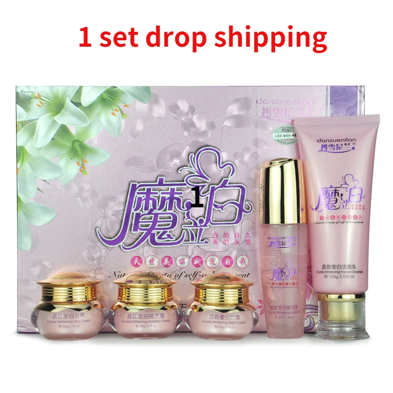 Danxuenilan Natural Beauty Crystal Whitening 5in1 Set Tender Whitening Magic Cream Set Freckle Speckle Moisturizing Cream Set