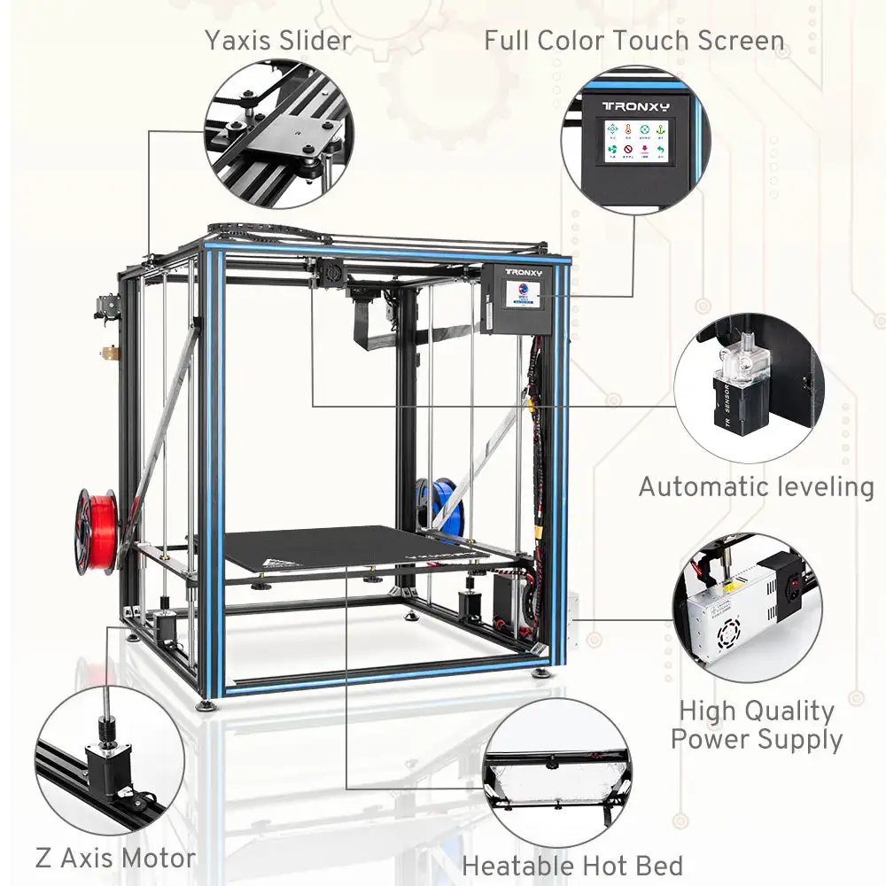 Description Picture 4 of item2023 New Upgraded Tronxy 3D Printer Big Size 500*500*600mm X5SA-500-PRO X5SA-500-2E With TR Sensor Lattice Glass High Quality