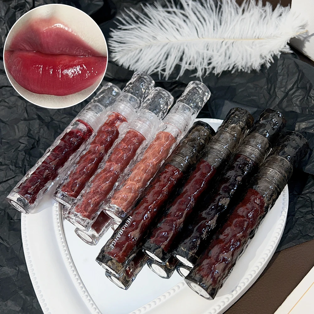 Description Picture 3 of itemWaterproof Mirror Nude Lip Gloss Transparent Nude Dark Brown Red Lip Glaze Lasting Velvet Liquid Lipstick Women Makeup Cosmetic