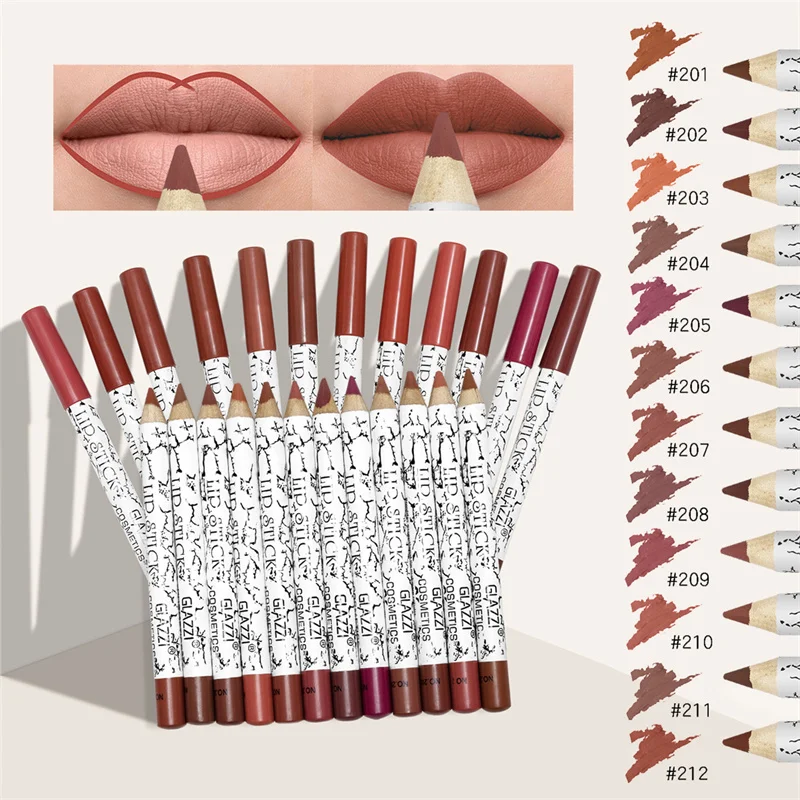 12 Colors Lip Liner Pencil Set Matte Lipliner Pencil Lipstick Set Waterproof Long Lasting Lipstick Liner Lip Tint Pen Cosmetic
