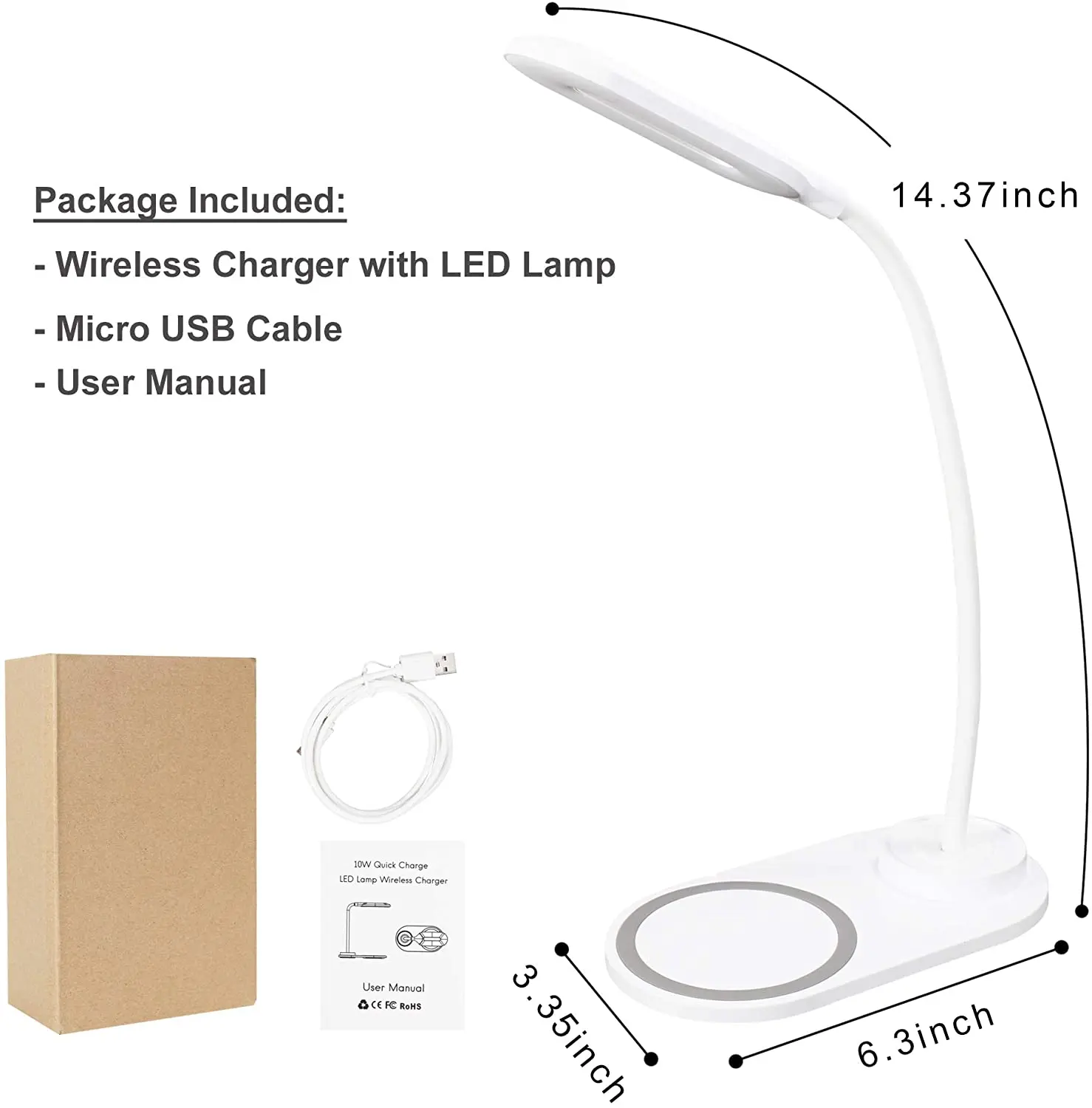 50W Wireless Charging LED Table Lamp For Samsung S20/S10/Note10 Fast Wireless Charger For iPhone 12 11Pro/Xr/Xs/8 Adjustable