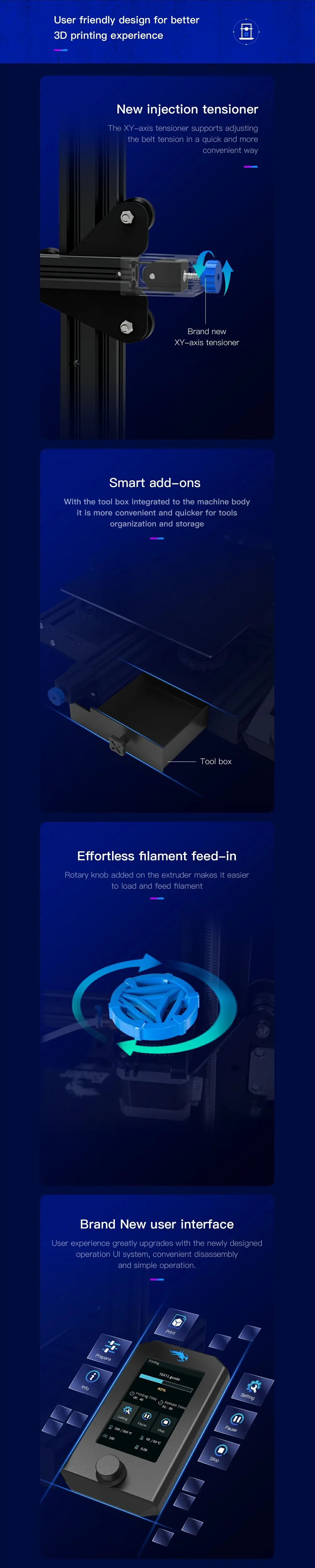 Description Picture 5 of itemCreality Ender-3 V2 3D Printer FDM Printing Kit Upgraded Silent Motherboard Glass Bed 4.3 Inch Color Lcd Sensor Resume Printing