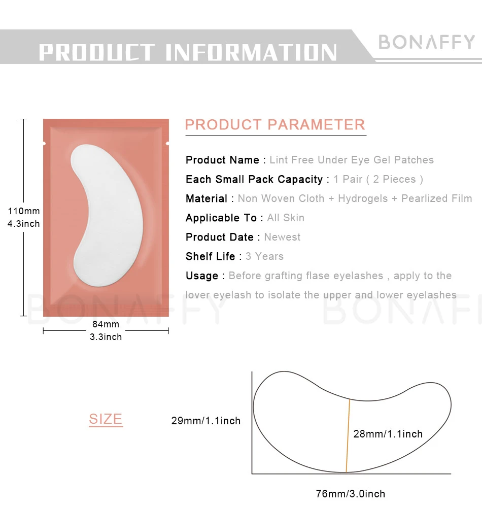 Description Picture 2 of item500 pairs Eyelash Extension Paper Patches Grafting Eye Stickers Lint-free Eyelash Under Eye Pads Eye Paper Patches Tips Sticker