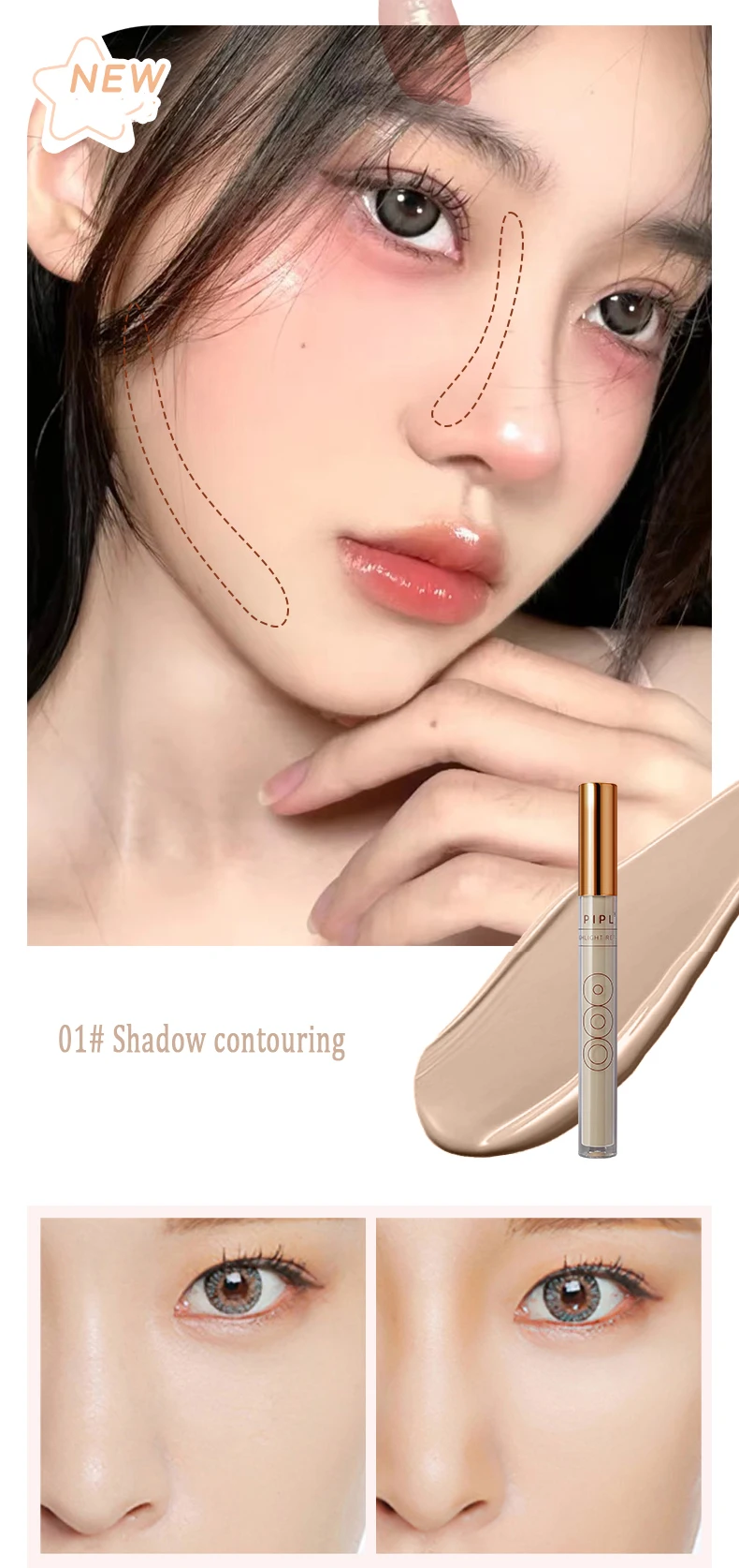 Description Picture 6 of item3 Colors Concealer Base Cream Shadow Contouring Moisturizing Foundation Invisible Pores Dark Circles Brighten Face/Eye Makeup