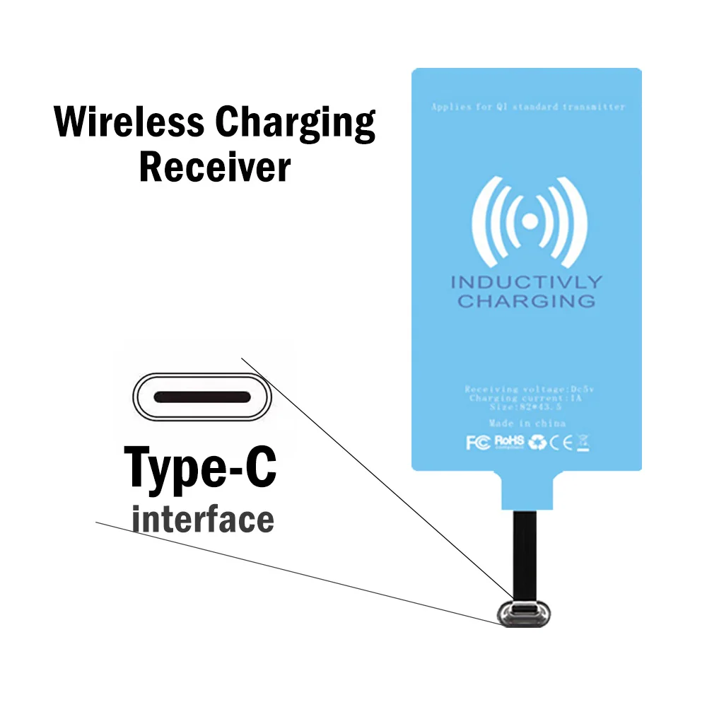 Description Picture 3 of itemQi Wireless Charger & Type-C Receiver for Samsung Galaxy A05S A04S A03S A02S A21S A52S Wireless Charging Adapter USB C Connector