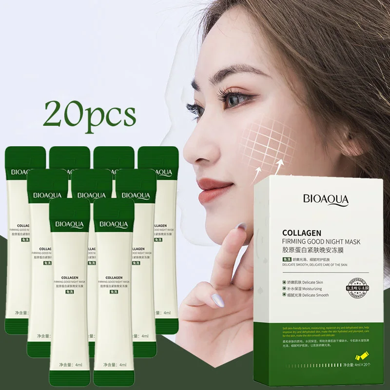 BIOAQUA 20pcs/lot Collagen Firming Night Sleeping Masks Facial Oil-control Improve Coarse No-wash Disposable Sleep Face Mask