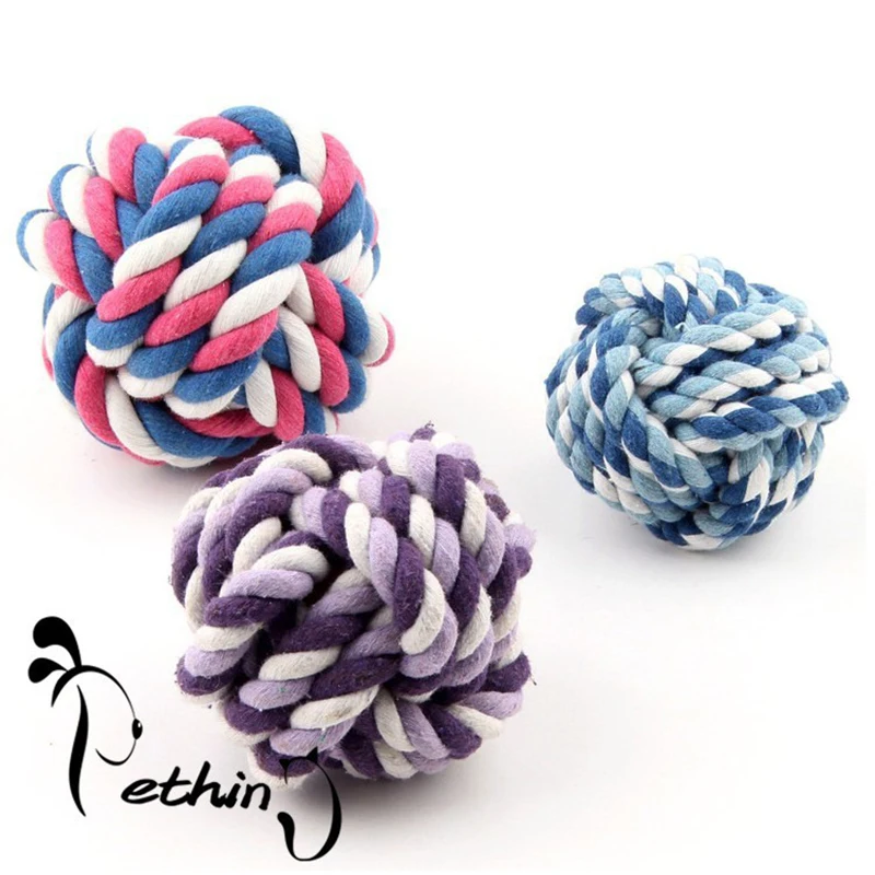 Pet Dog Play Ball Toys Dog Cotton Rope Puppy Play Toys Dog Teeth Cleaning Toys For Small Large Dogs S M L