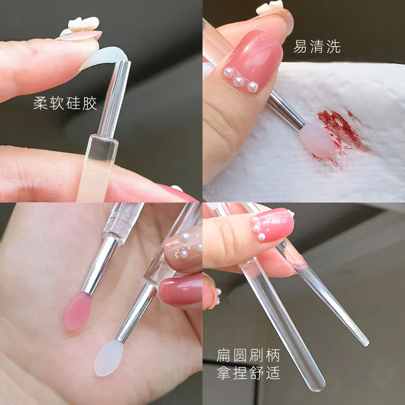 Description Picture 5 of item1/3/5PCS Portable Silicone Lip Brush With Cover Soft Multifunctional Lip Balm Applicator Lipstick Lipgloss Makeup Brushes