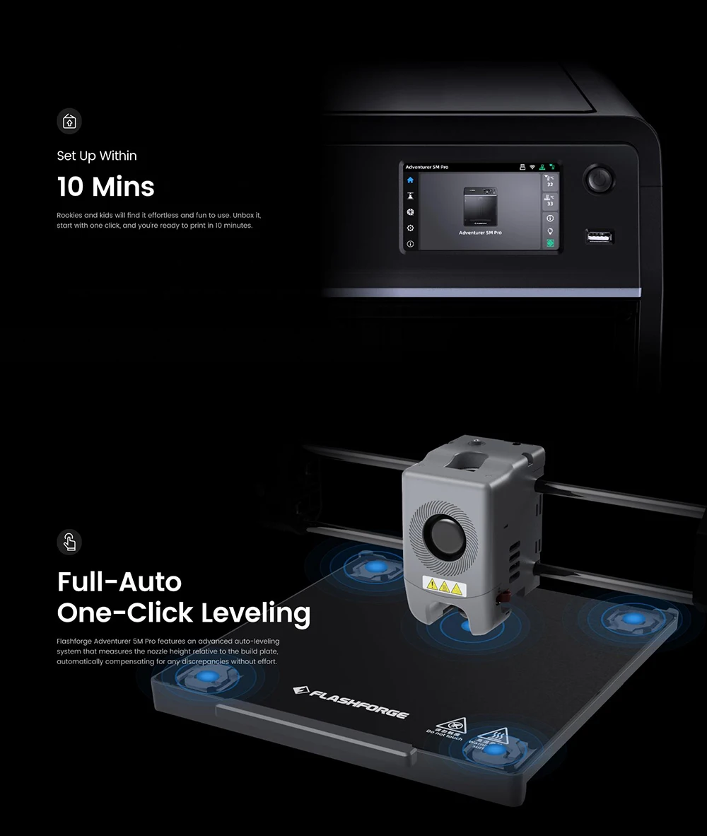 Description Picture 3 of itemFlashforge Adventurer 5M Series 3d Printer High Speed Full-auto Leveling Direct Extruder Automatic Shutdown With Camera