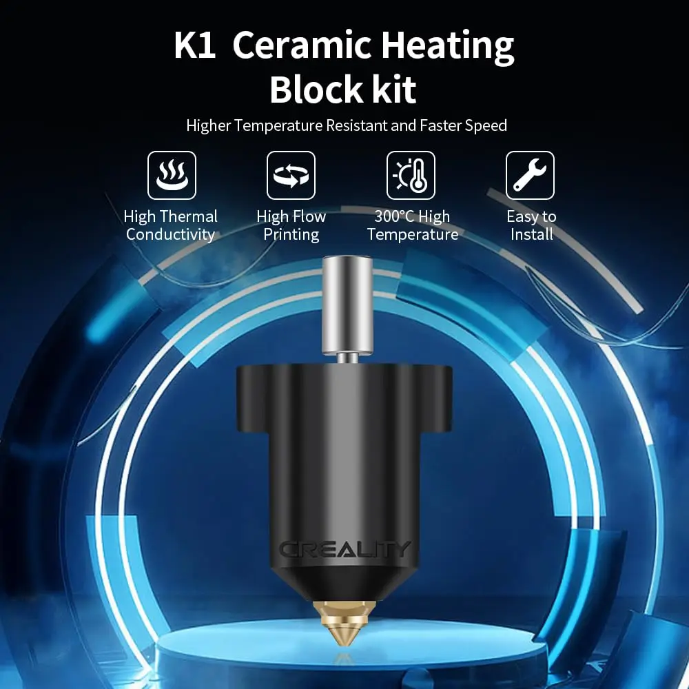 Creality K1 / K1 MAX Ceramic Heating Block Kit NEW Upgrade 300°C High Tem/Flow Printing Uniform Feeding for K1/K1MAX 3D Printer
