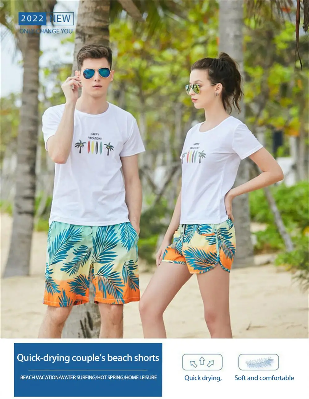Description Picture 2 of itemMatching Couple Swimsuit Swimming Shorts Men Swimwear Women Bermuda Surf Trunks Boardshort Summer Quick Dry Beach Swiming Shorts