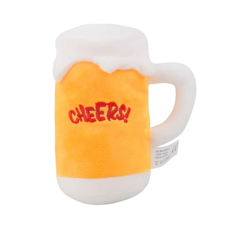 Description Picture 3 of itemStuffed Plush Beer Bottle / Mug Dog Puppy Chew Toy Soft Dog Squeaky Plush Toys Cute Dog Gifts for Dogs Birthday